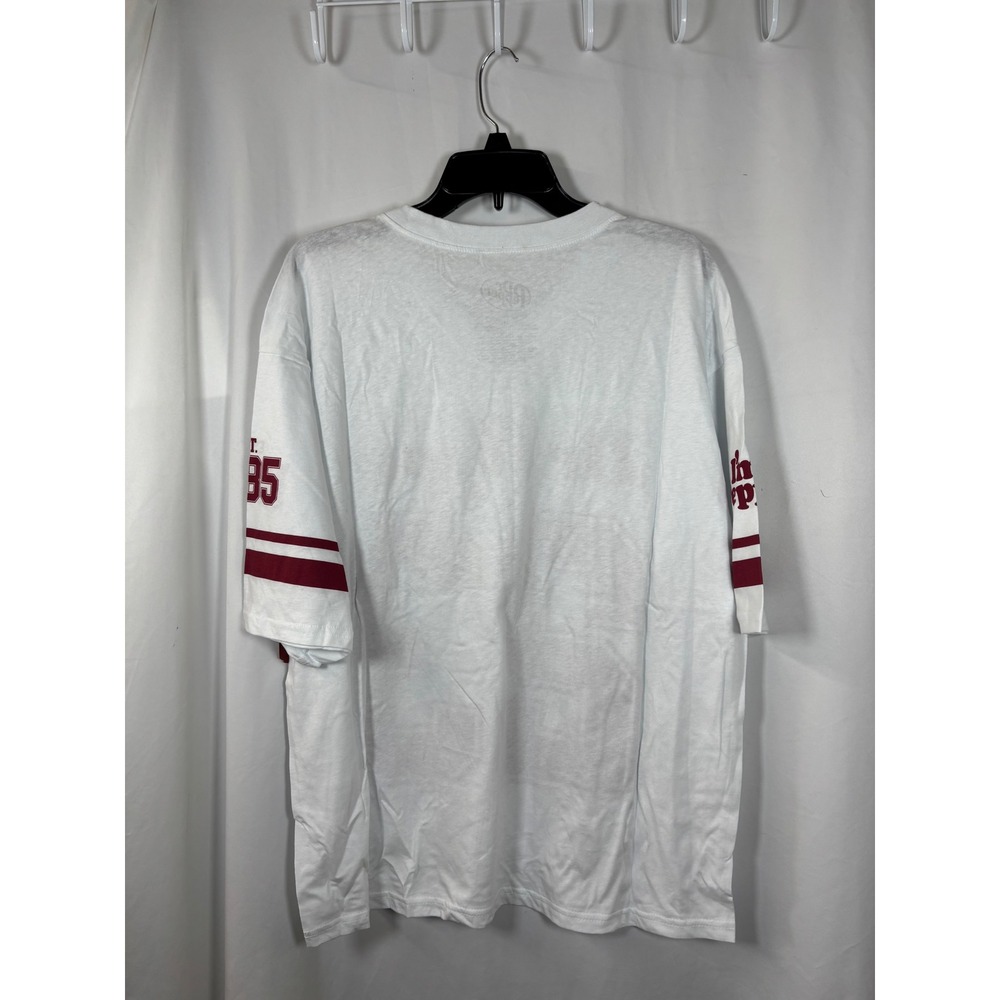 Dr Pepper Womens Graphic Jersey T-Shirt White Maroon V-Neck Size M New NWT - Picture 3 of 3